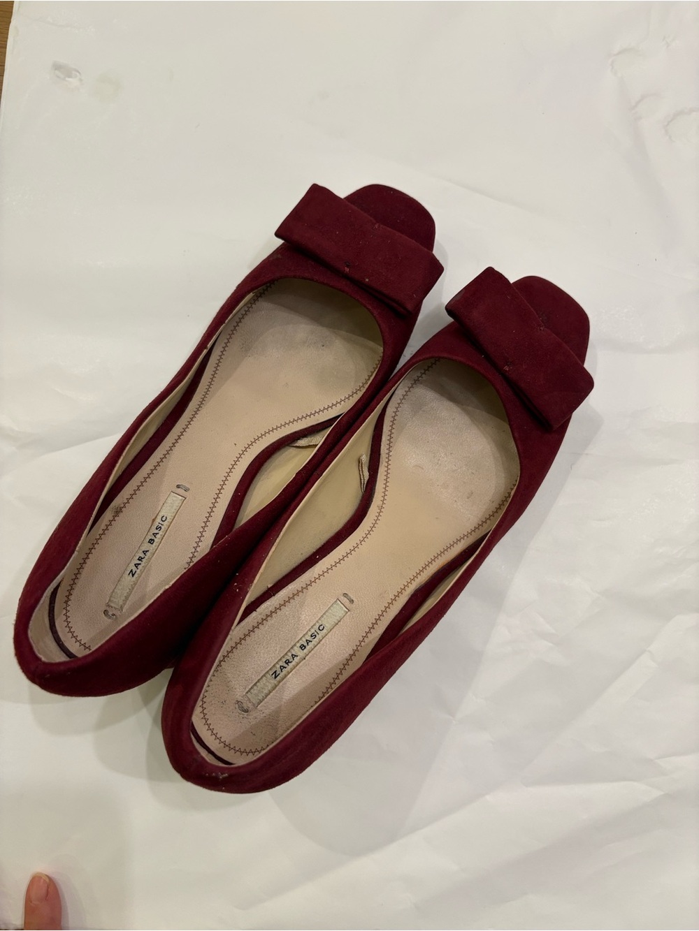 Zara Burgundy Bow Ballet Flats